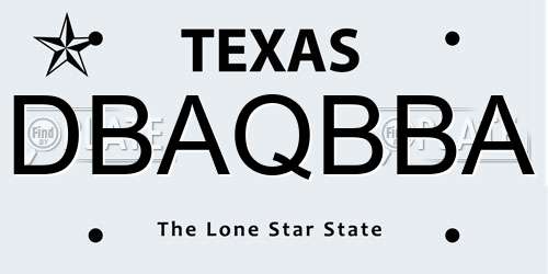 DBAQBBA Texas License Plate