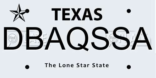 DBAQSSA Texas License Plate