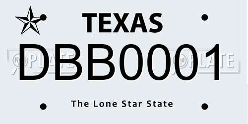 DBB0001 Texas License Plate