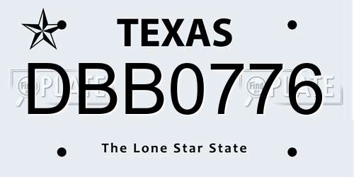DBB0776 Texas License Plate