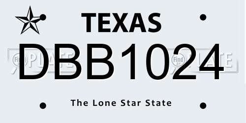 DBB1024 Texas License Plate