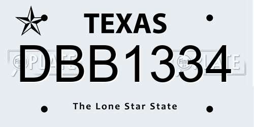 DBB1334 Texas License Plate