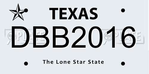 DBB2016 Texas License Plate