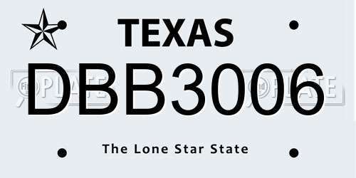 DBB3006 Texas License Plate