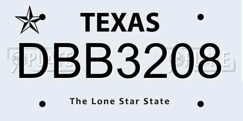 DBB3208 Texas License Plate