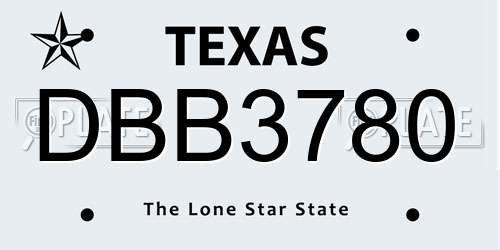 DBB3780 Texas License Plate
