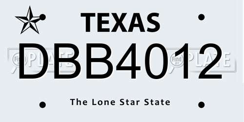 DBB4012 Texas License Plate