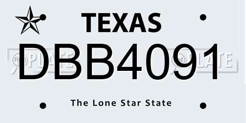 DBB4091 Texas License Plate