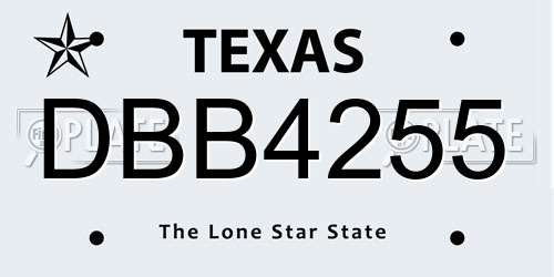 DBB4255 Texas License Plate