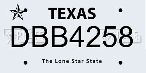 DBB4258 Texas License Plate