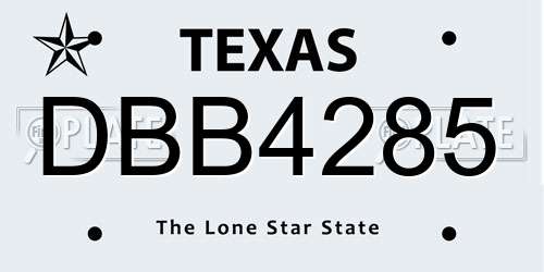 DBB4285 Texas License Plate