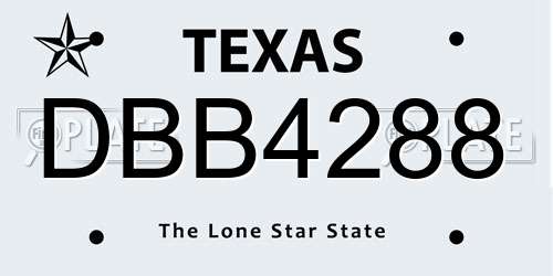 DBB4288 Texas License Plate