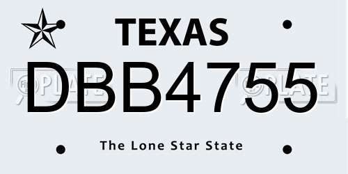 DBB4755 Texas License Plate