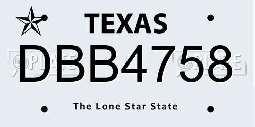 DBB4758 Texas License Plate