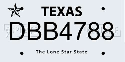 DBB4788 Texas License Plate