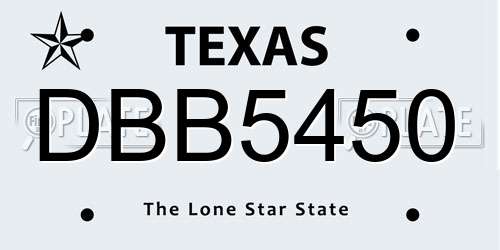 DBB5450 Texas License Plate