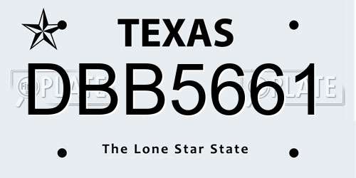DBB5661 Texas License Plate