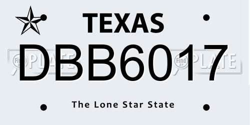 DBB6017 Texas License Plate
