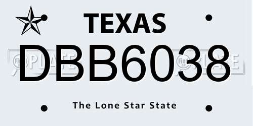 DBB6038 Texas License Plate