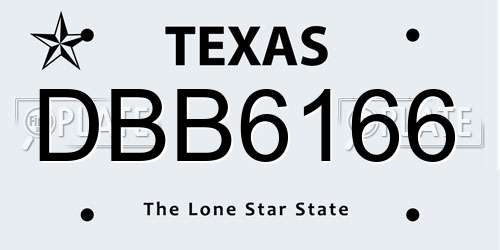 DBB6166 Texas License Plate