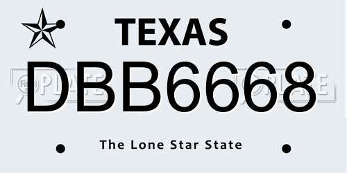 DBB6668 Texas License Plate