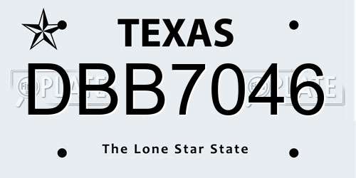 DBB7046 Texas License Plate
