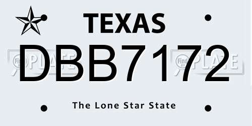 DBB7172 Texas License Plate