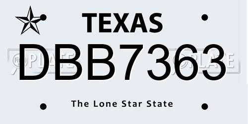 DBB7363 Texas License Plate