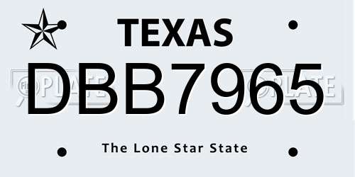 DBB7965 Texas License Plate