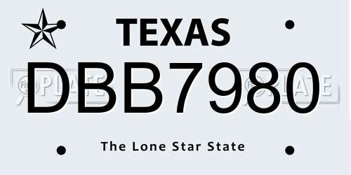 DBB7980 Texas License Plate