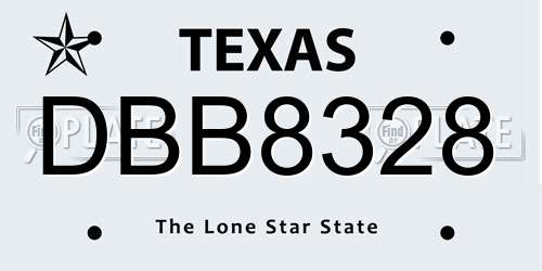 DBB8328 Texas License Plate