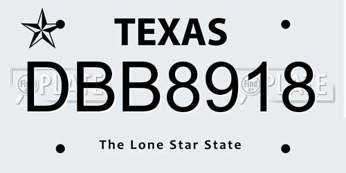 DBB8918 Texas License Plate