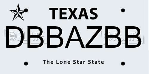 DBBAZBB Texas License Plate