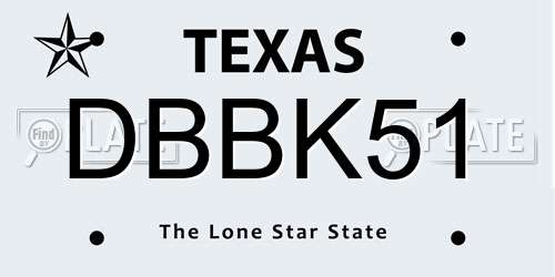 DBBK51 Texas License Plate