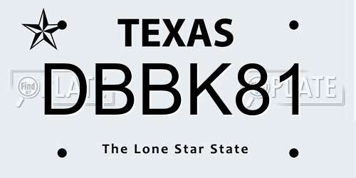 DBBK81 Texas License Plate