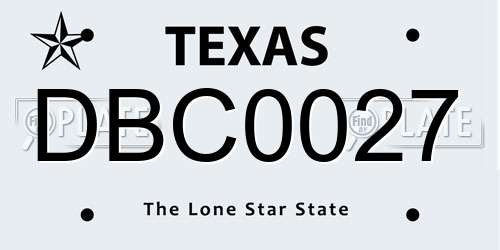 DBC0027 Texas License Plate