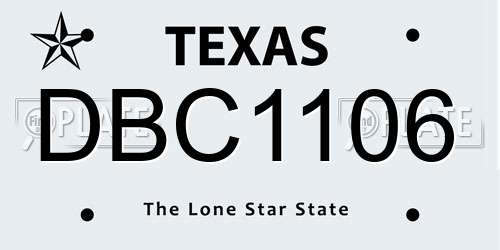 DBC1106 Texas License Plate