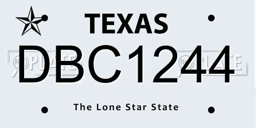 DBC1244 Texas License Plate