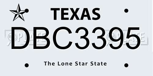 DBC3395 Texas License Plate