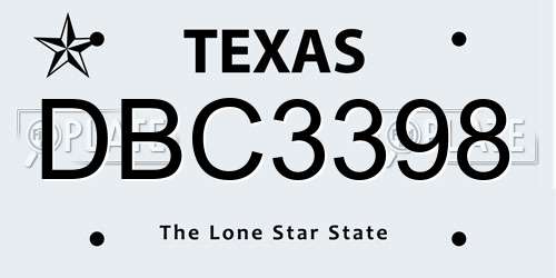 DBC3398 Texas License Plate