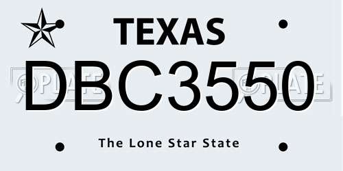 DBC3550 Texas License Plate