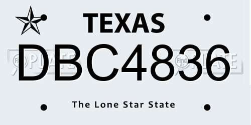 DBC4836 Texas License Plate