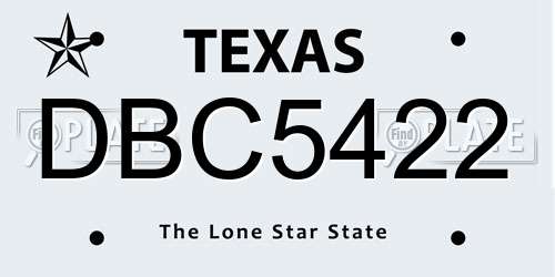 DBC5422 Texas License Plate