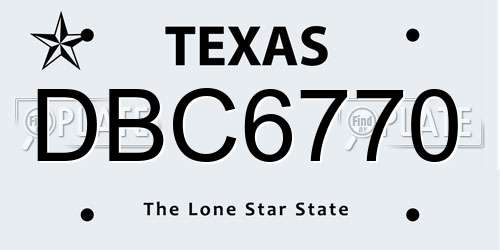 DBC6770 Texas License Plate