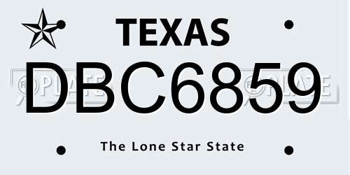 DBC6859 Texas License Plate