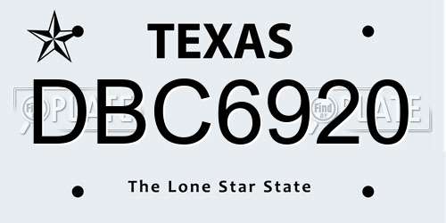 DBC6920 Texas License Plate