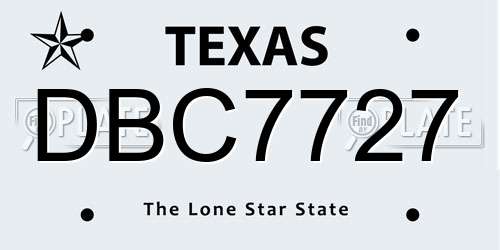 DBC7727 Texas License Plate