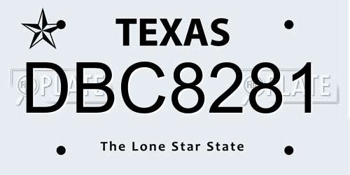 DBC8281 Texas License Plate