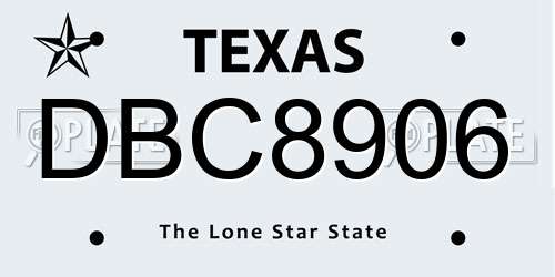 DBC8906 Texas License Plate