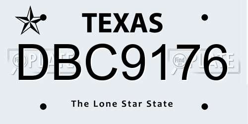 DBC9176 Texas License Plate